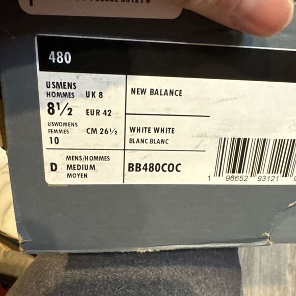 New Balance 480 Triple White BB480COC Hi top Sneaker skate Shoes Mens 8.5 D - Picture 9 of 9